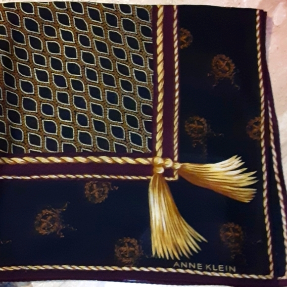 Anne Klein COTTON Scarf Stately Gold Black Size Large - Picture 2 of 3